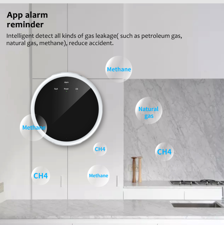 Wireless flammable gas leak detection alarm-RF433MHz